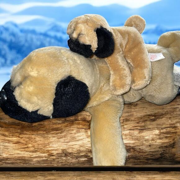 Yomiko Classics Plush Dog Russ Pug Pup Stuffed Animal Lot x2 Gift Realistic 17" - Picture 1 of 13